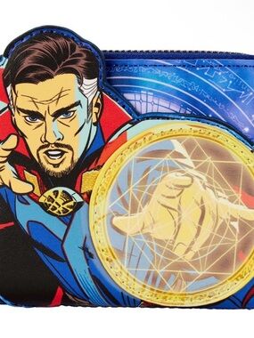 Loungefly Doctor Strange Blue Yellow Red Zip Around Wallet